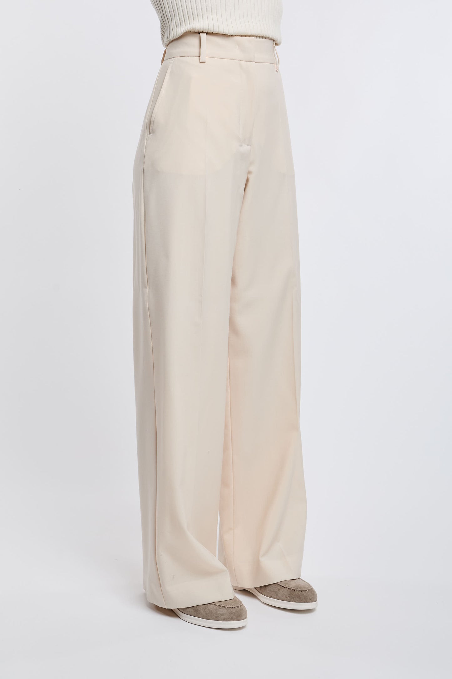  Max Mara Weekend Pantalone 100% Wv Bianco Beige Donna - 3