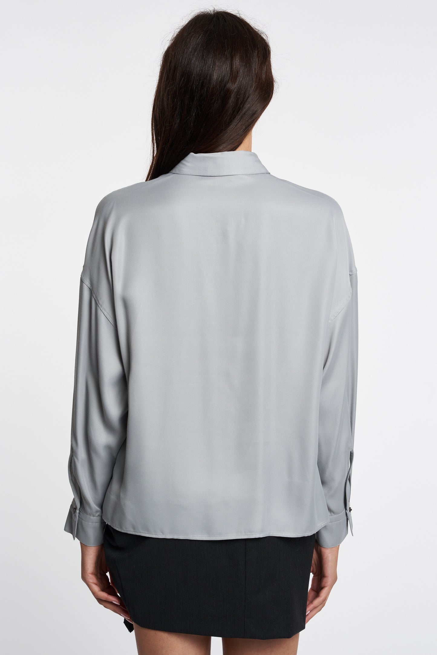 Camicia oversize in popeline - Grigio - DONNA