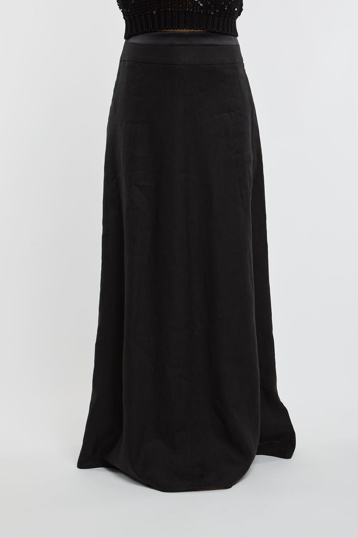  Peserico Skirt 100% Li Black Nero Donna - 1