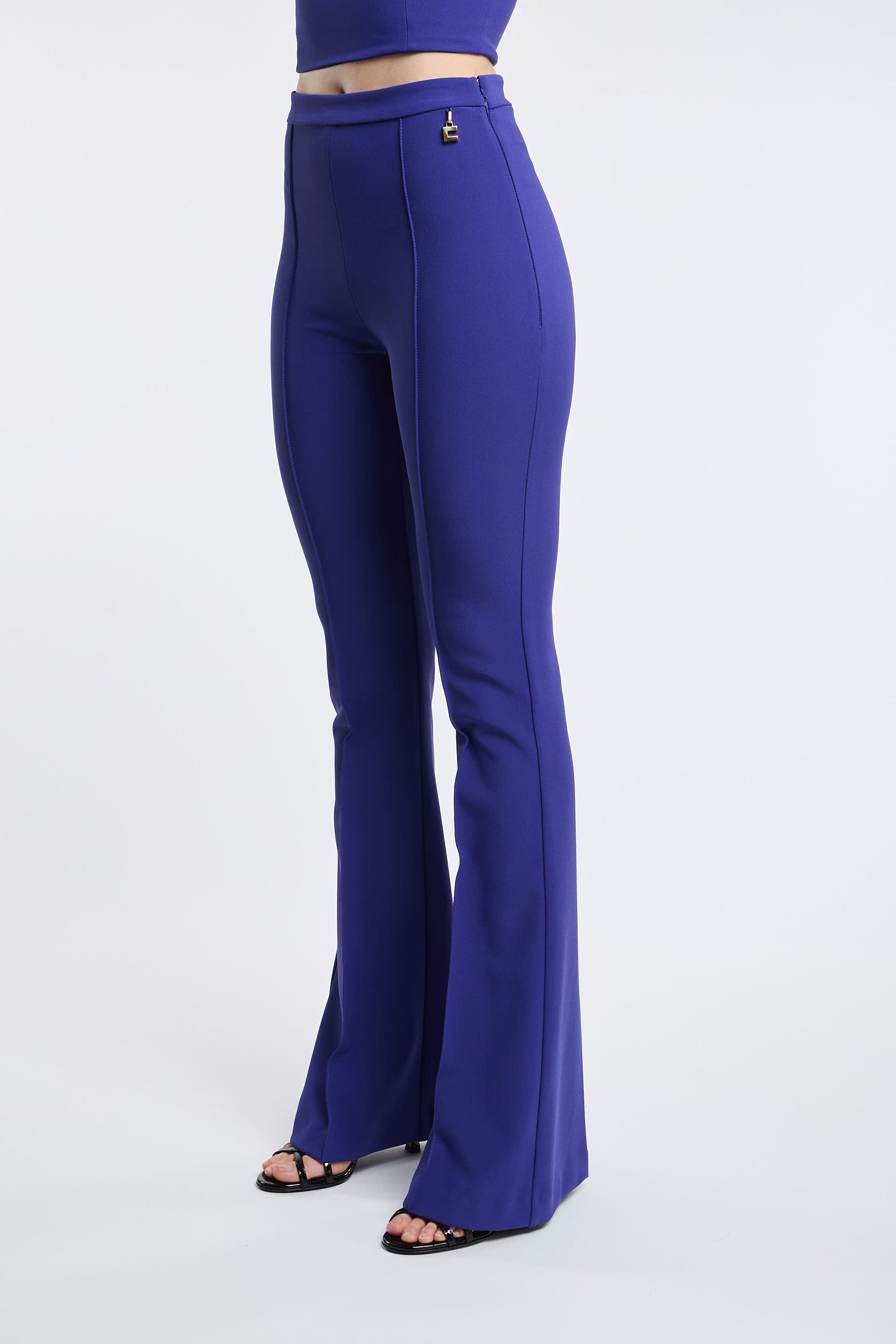  Elisabetta Franchi Blue Trousers 96% Pl 4% Ea Blu Donna - 3