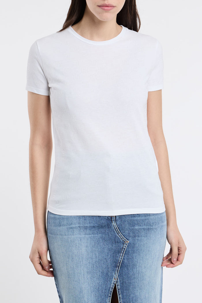  Elisabetta Franchi T-shirt 100% Co Gray Bianco Donna - 1