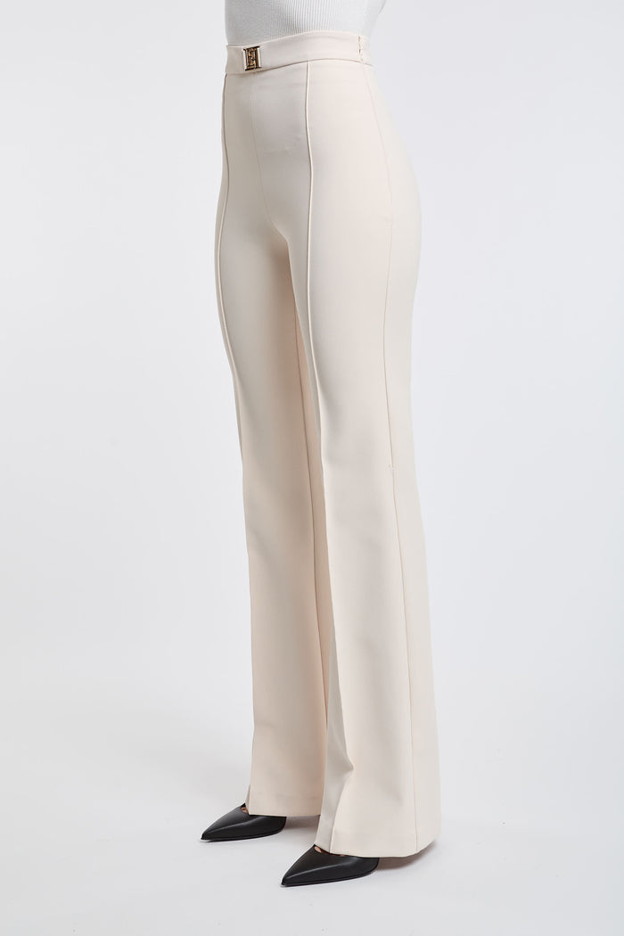  Elisabetta Franchi Fitted Trousers 96% Pl 4% Ea Yellow Beige Donna - 2
