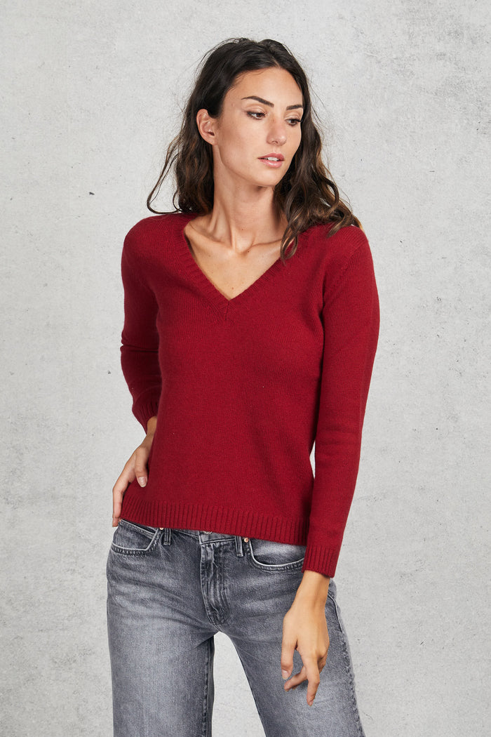 Be You Women's Red V-Neck Sweater