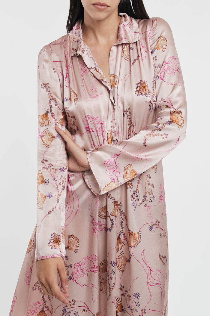  Forte_forte Long Dress In Silk Satin With Multicolor Muse Print By Forte Forte Woman Rosa Donna - 5
