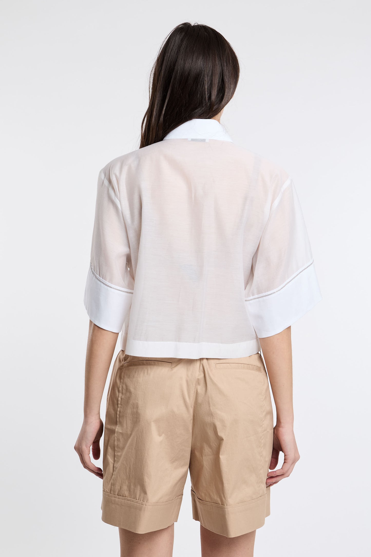  Peserico Camicia Organza Misto Seta E Cotone Multicolor Bianco Donna - 5