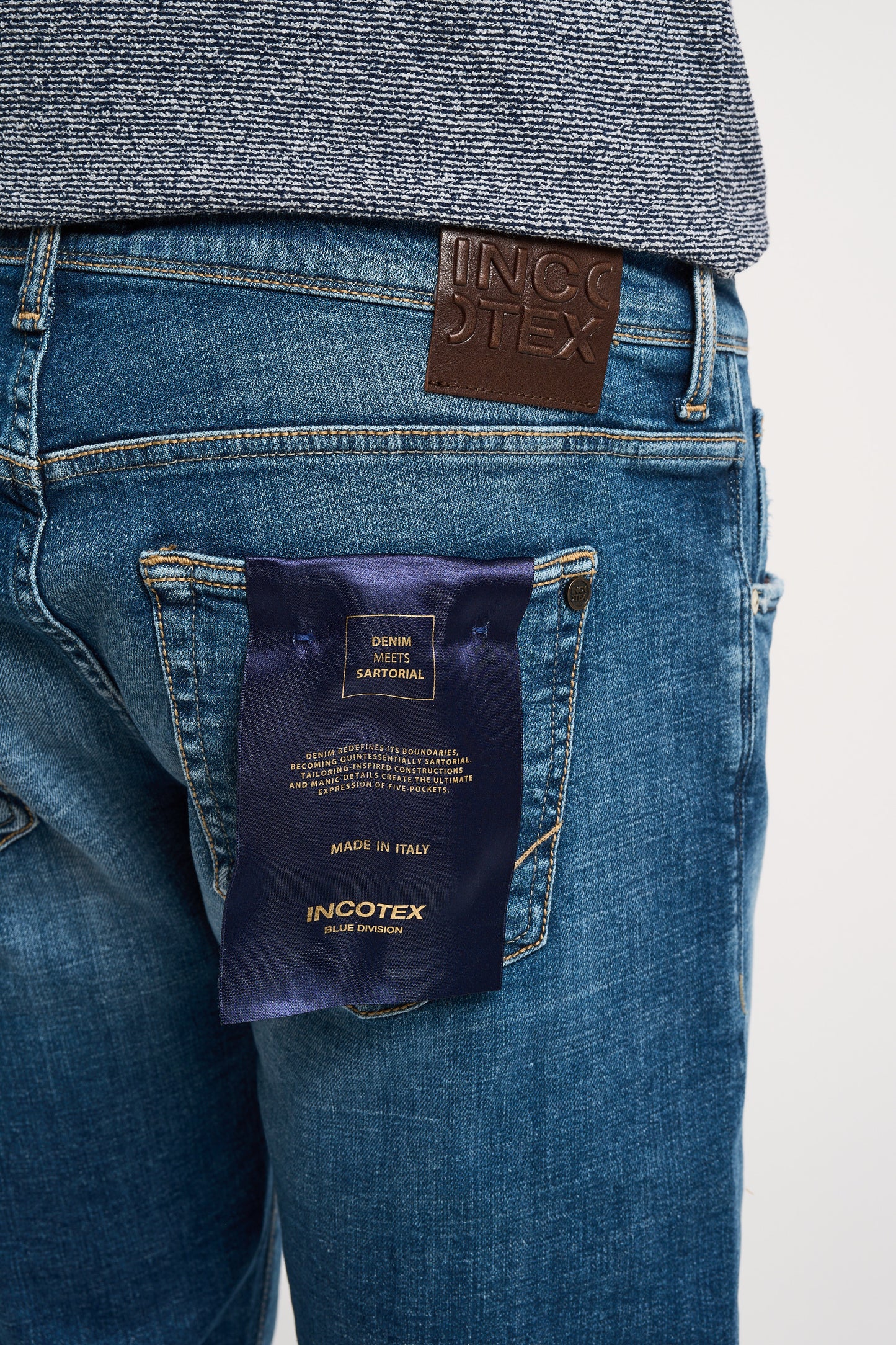  Incotex Denim Jeans 98% Co 2% Ea Multicolor Blu Uomo - 6
