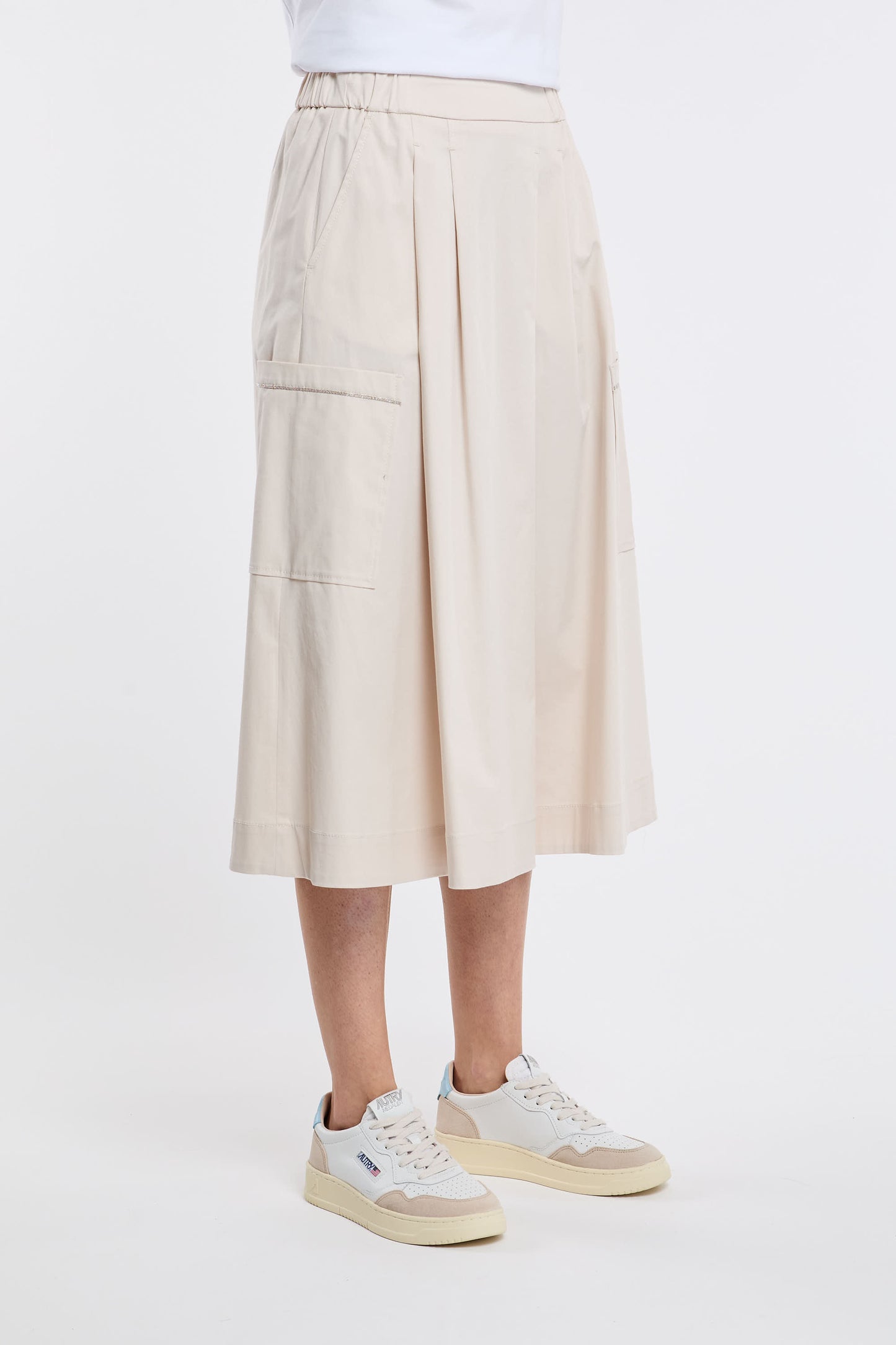  Peserico Multicolor Midi Skirt In Cotton/elastane Beige Donna - 3