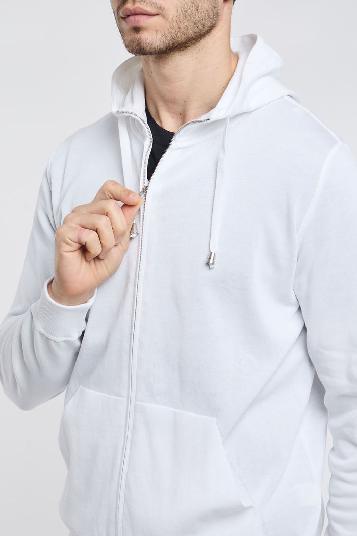  Filippo De Laurentiis Hooded Zip Sweater 100% Co White Bianco Uomo - 5