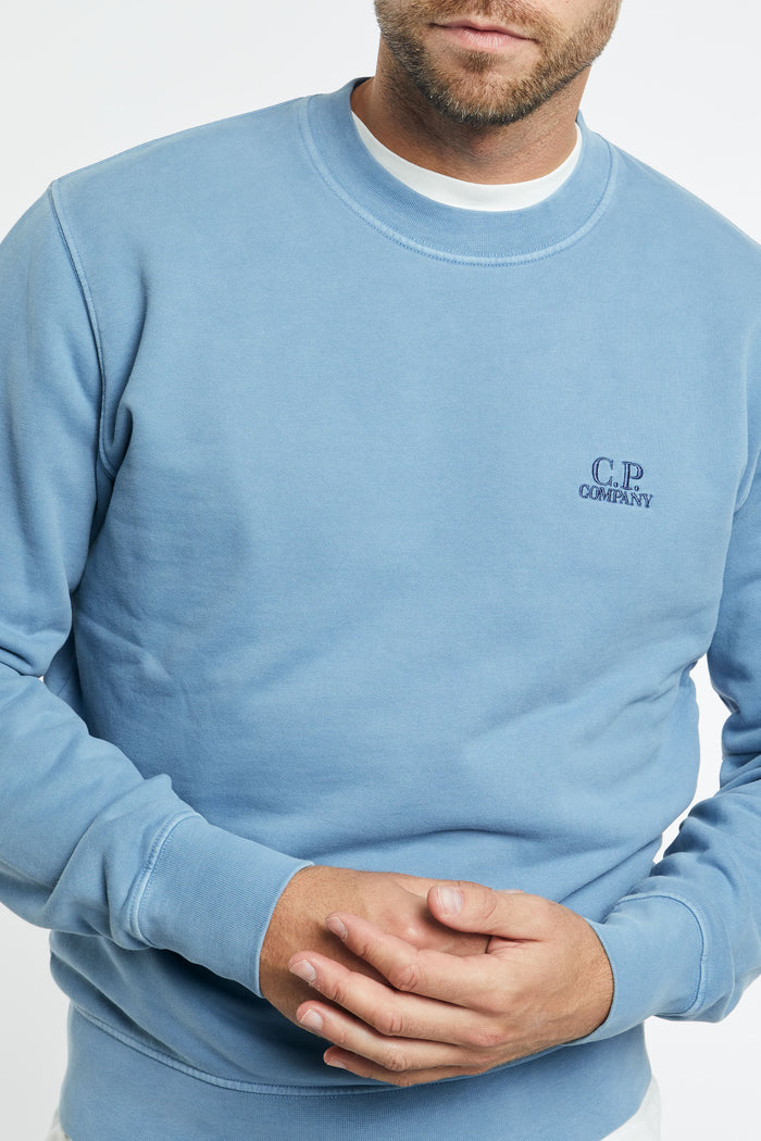 C.P. Company - Felpa blu con zip corta e logo sul braccio