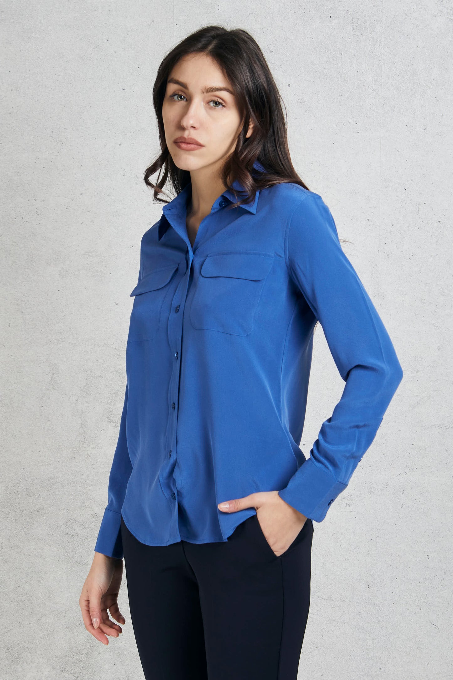  Equipment Femme Blue Silk Shirt For Women Blu Donna - 4