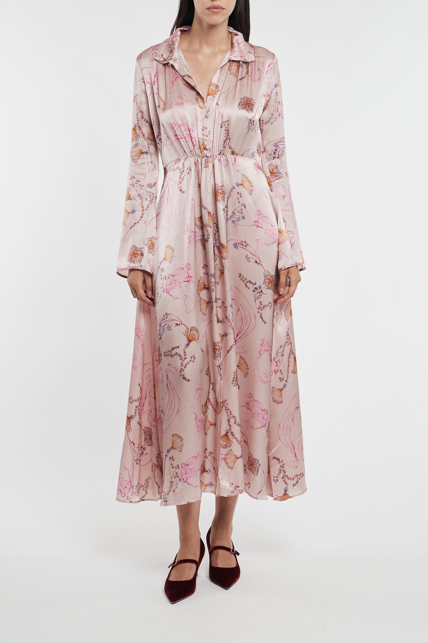  Forte_forte Long Dress In Silk Satin With Multicolor Muse Print By Forte Forte Woman Multicolor Donna - 1
