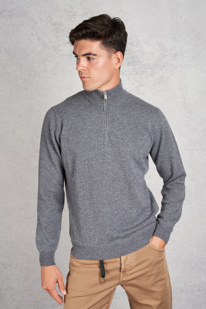 Filippo De Laurentiis Men's Gray Zip Neck Sweater-2