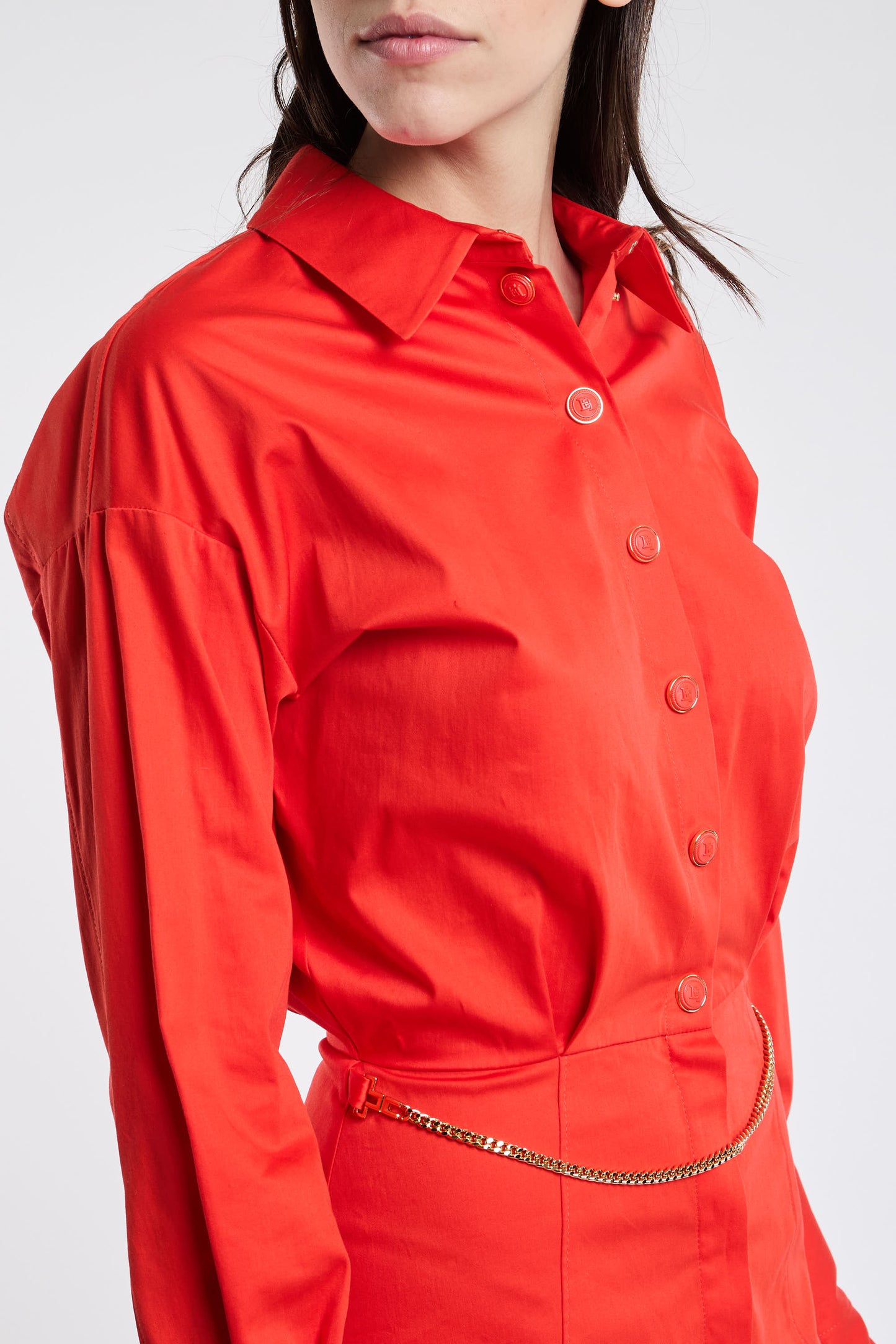  Elisabetta Franchi Red Dress In Cotton/elastane Rosso Donna - 6