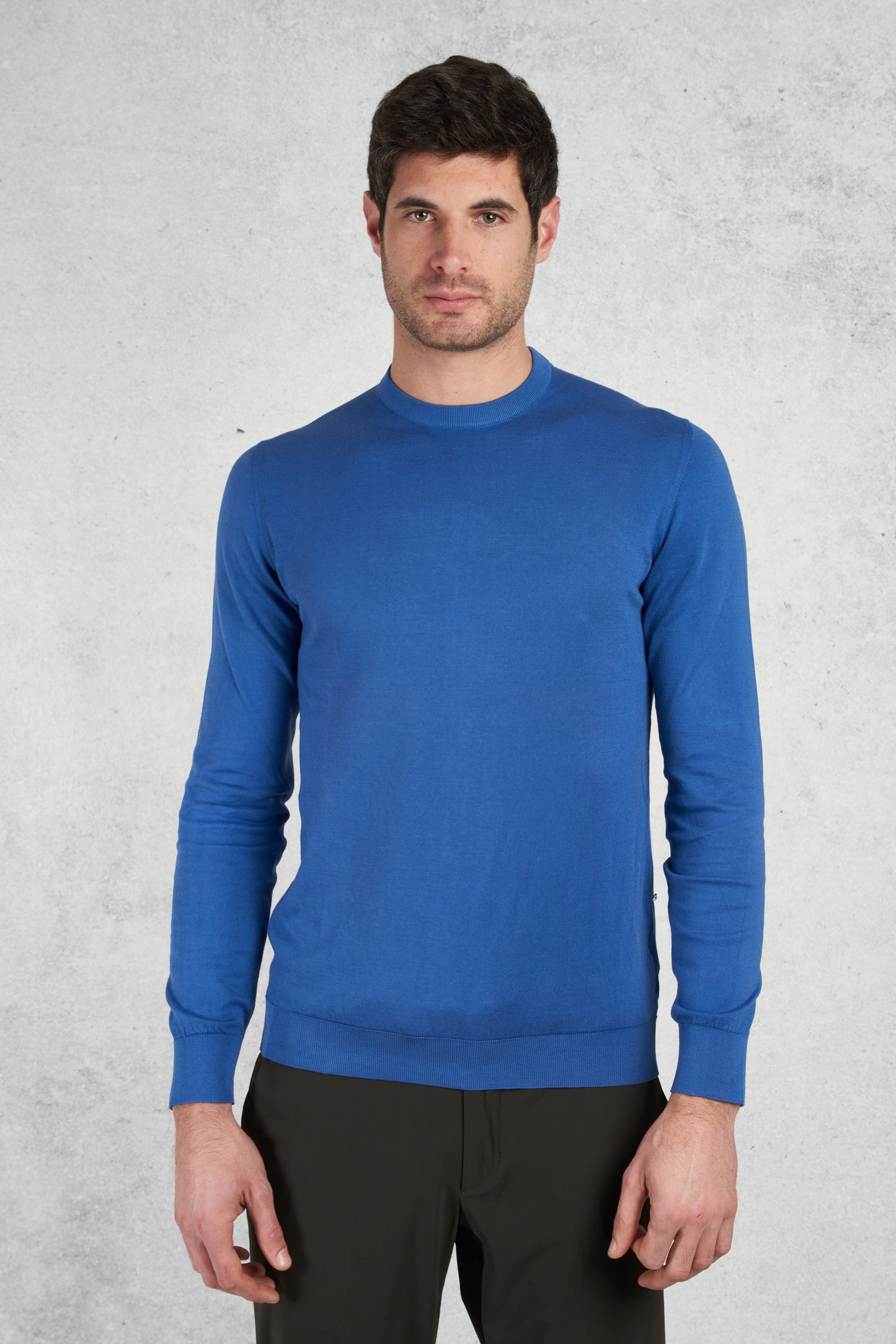  Fedeli Girocollo M/l Supima Light Dusty Blu Blu Uomo - 5