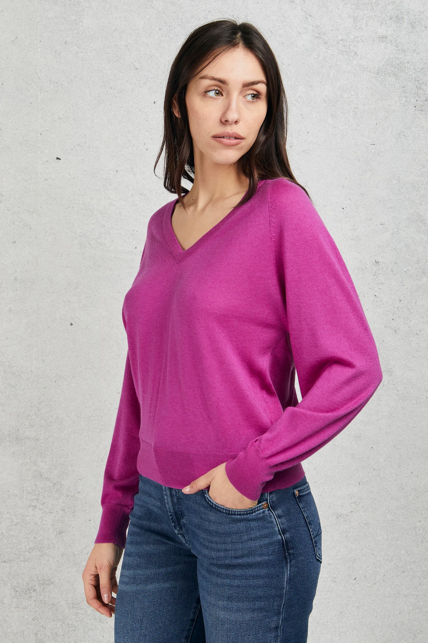  Purotatto V Neck Sweater Pink Women Rosa Donna - 2