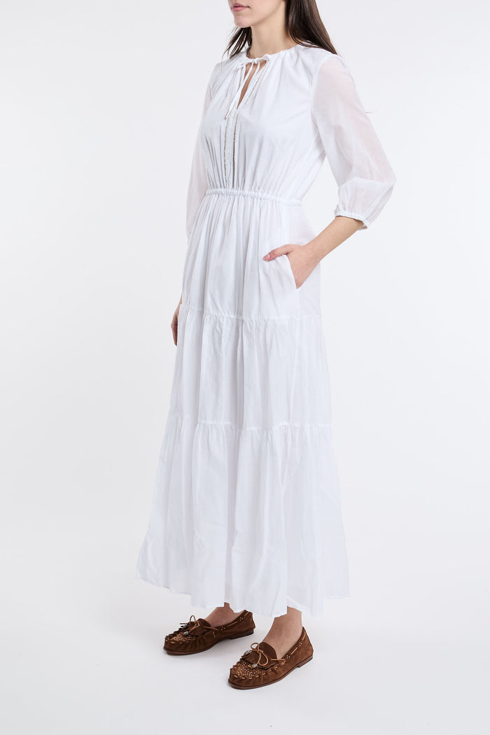 Peserico Long Dress 100% Co White Bianco Donna - 2