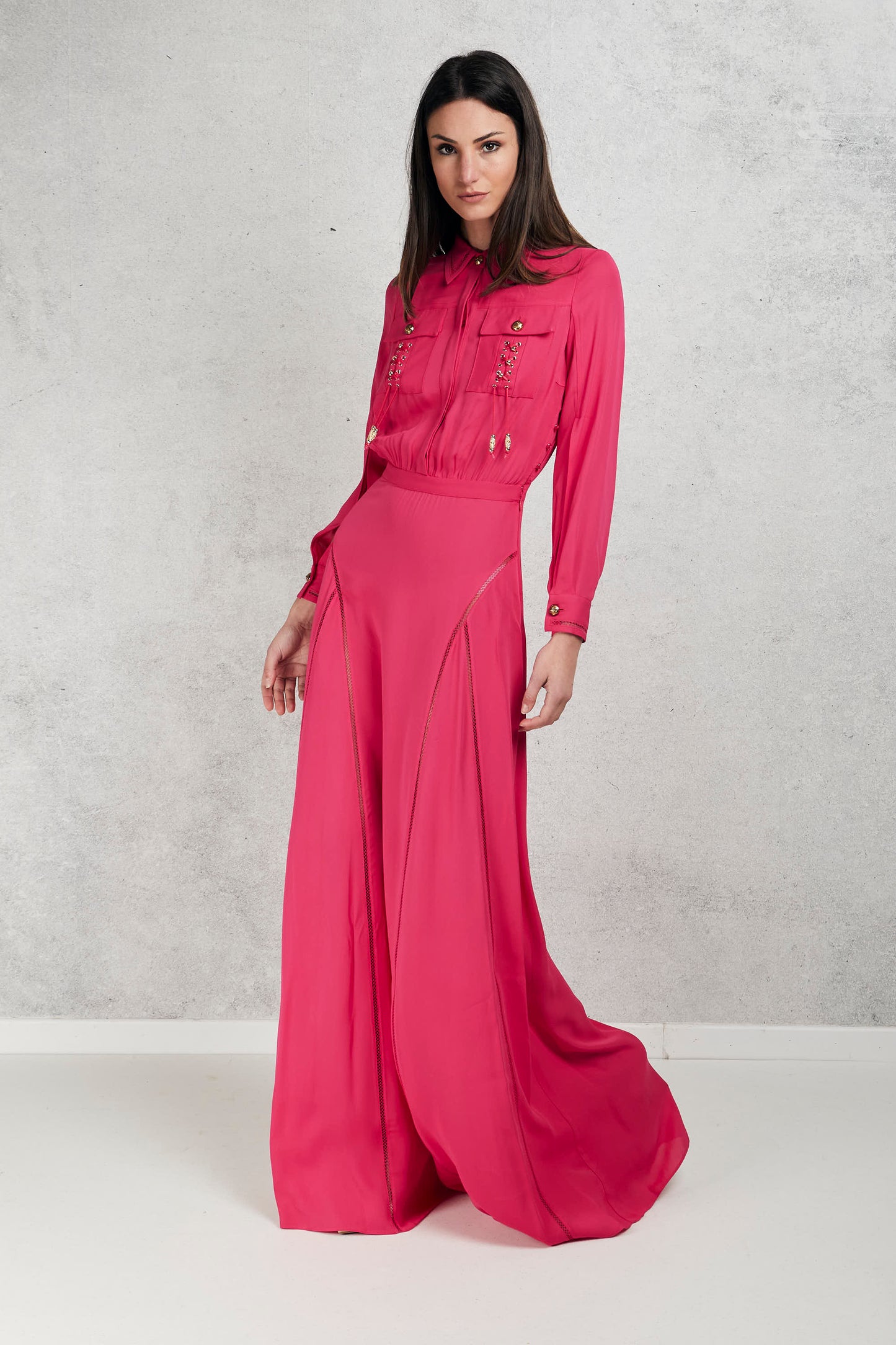  Elisabetta Franchi Women's Long Purple Dress Viola Donna - 3