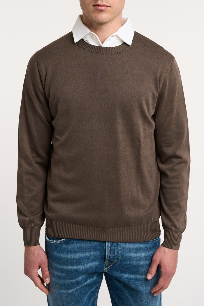  Fedeli Giza Light Frosted Multicolor Sweater In 100% Co Marrone Uomo - 1