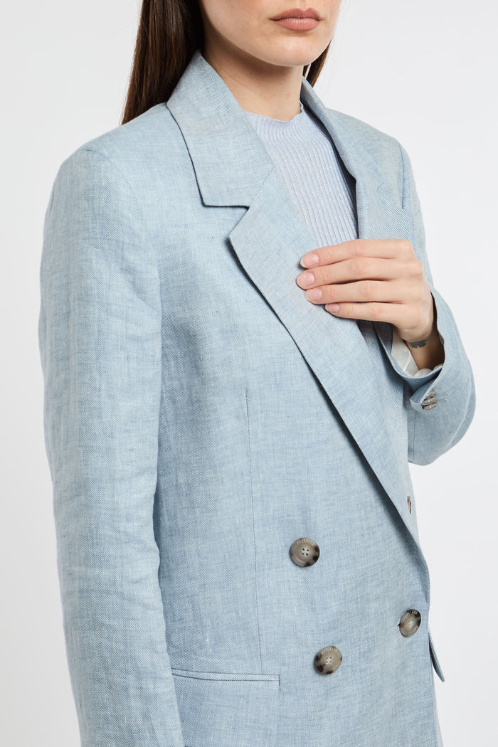  Peserico Double-breasted Jacket 100% Li Multicolor Azzurro Donna - 8