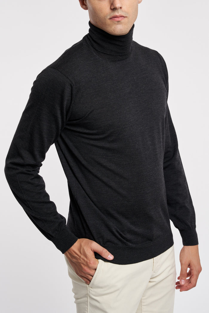  Hindustrie Turtleneck Sweater Royal Merino Black Nero Uomo - 2
