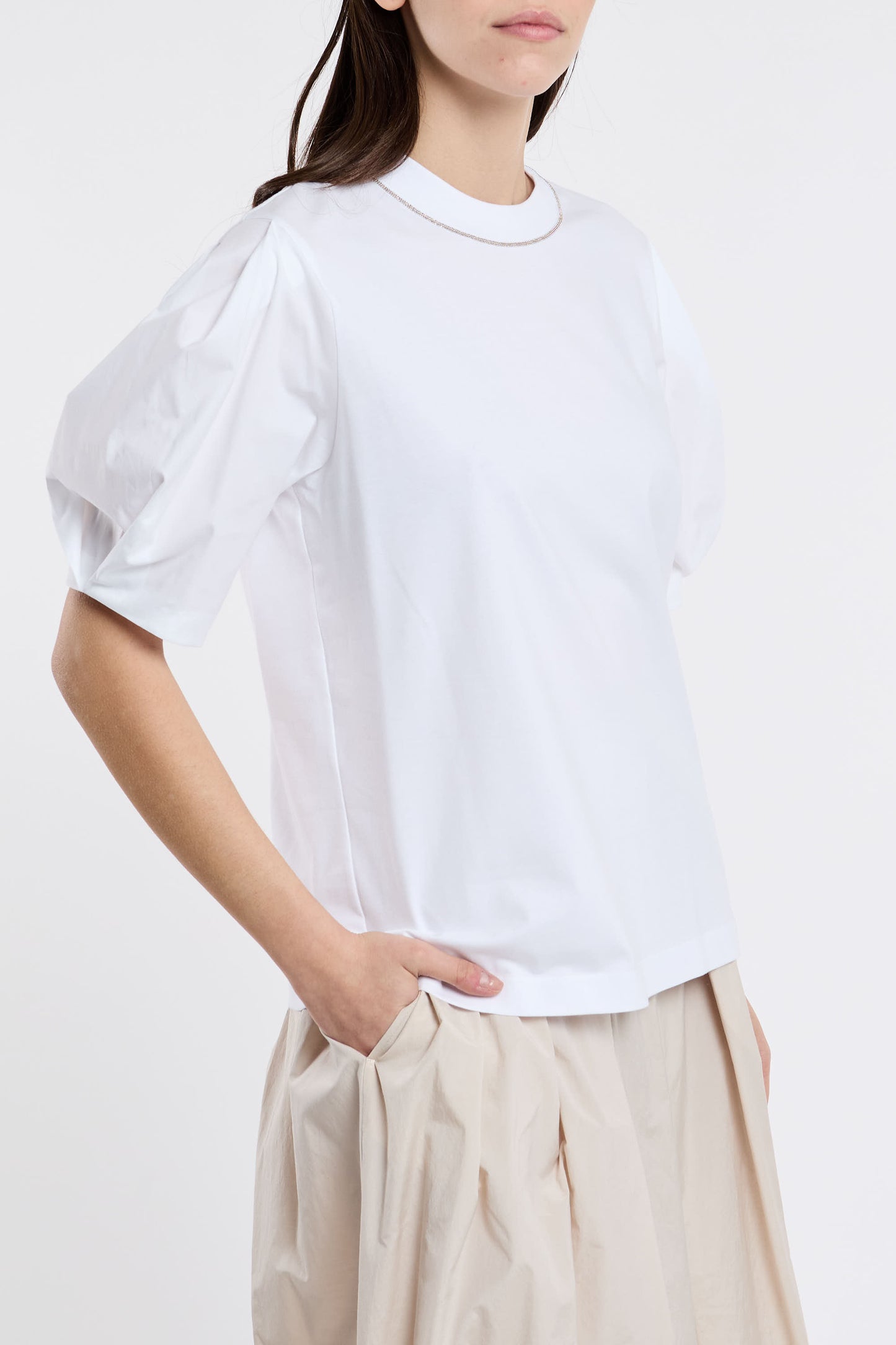  Peserico Multicolor T-shirt 97% Co 3% Ea Bianco Donna - 3