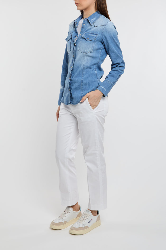 Dondup Camicia Jeans 98% Co 2% Ea Sbiadita Blu Donna - 2