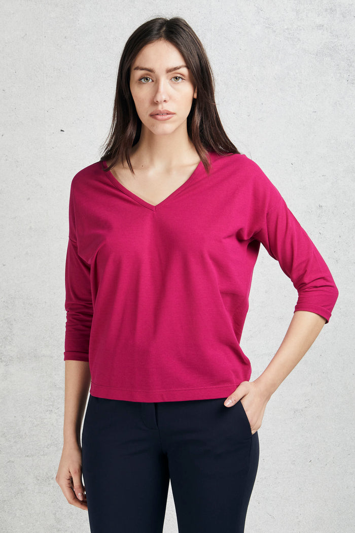 Zanone Multicolor Women's V-neck 3/4 Sleeve Shirt-2