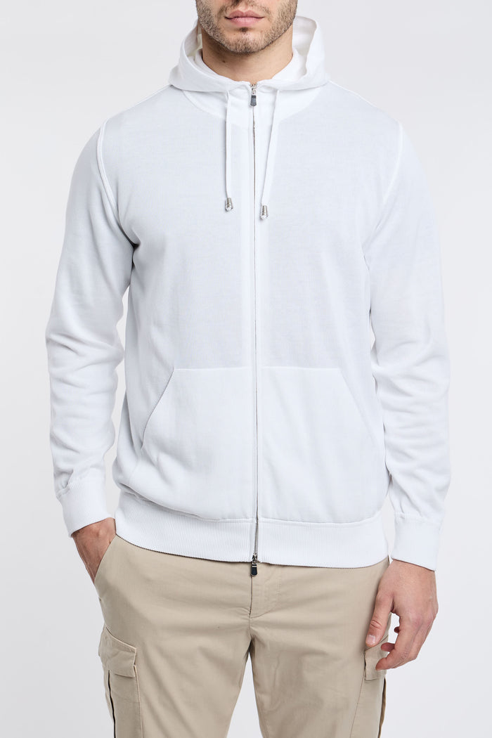 Filippo De Laurentiis Hooded Zip Sweater 100% CO White