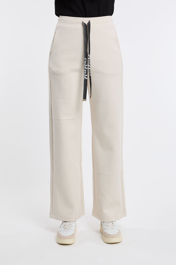  Max Mara S Trousers 78% Co 22% Pl White Beige Donna - 1