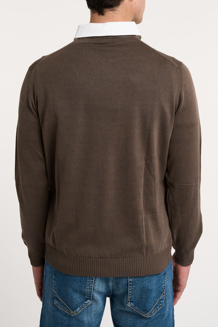  Fedeli Giza Light Frosted Multicolor Sweater In 100% Co Marrone Uomo - 4