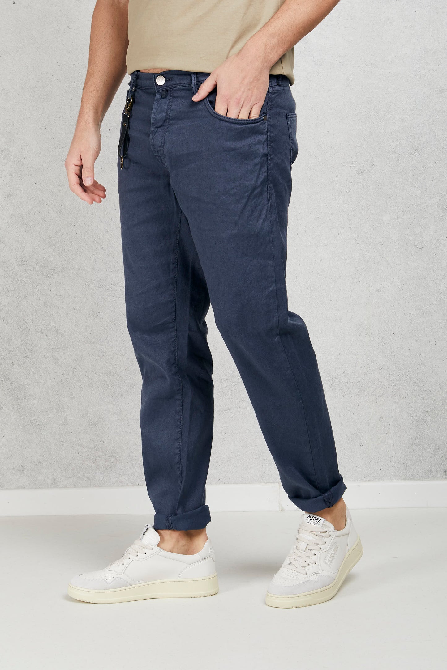  Incotex Denim Jeans Cotone E Lino Blu Blu Uomo - 3