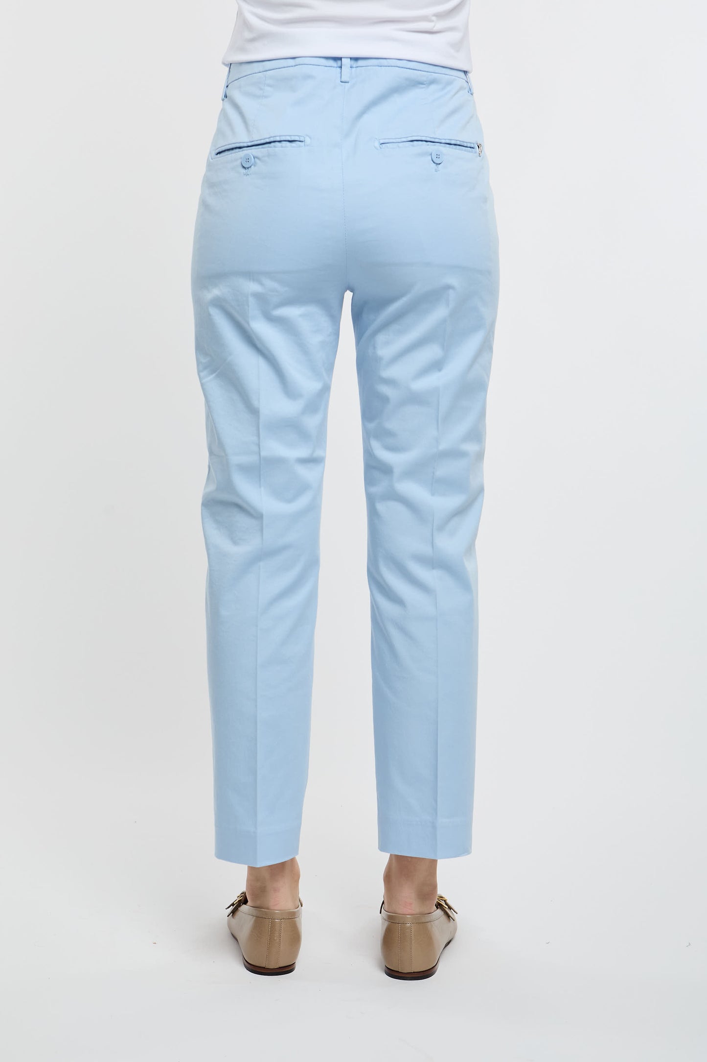  Dondup Nima Zip Trousers 97% Co 3% Ea Blue Azzurro Donna - 5