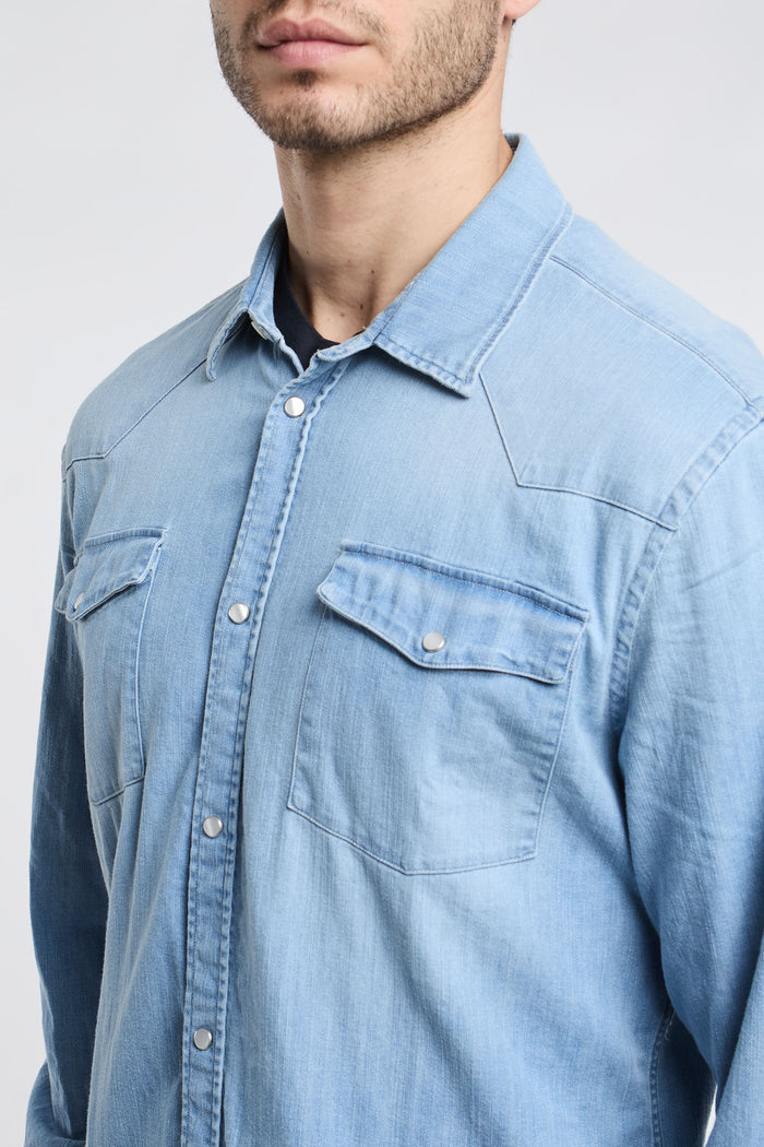  Dondup Denim Shirt Blue 98% Co 2% Ea Azzurro Uomo - 5