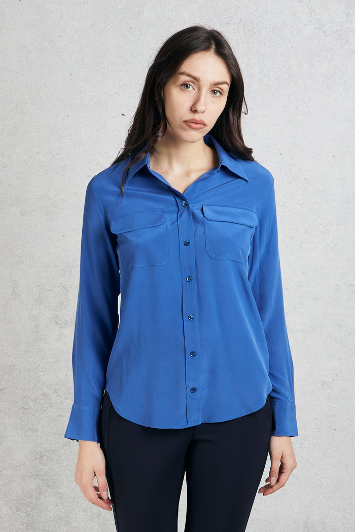 Equipment Femme Blue Silk Shirt for Women-2