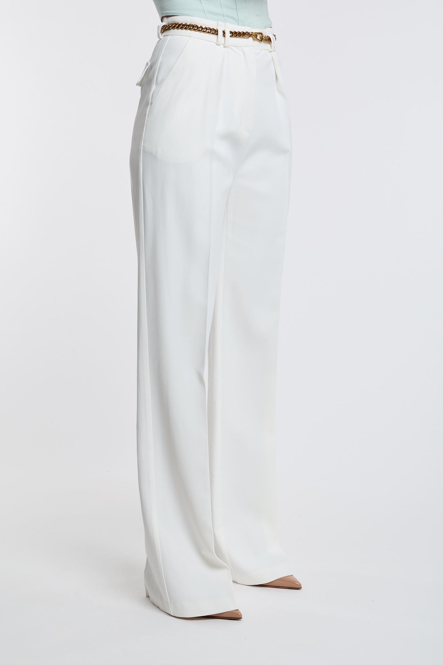  Elisabetta Franchi Trousers 97% Vi 3% Ea White Bianco Donna - 3
