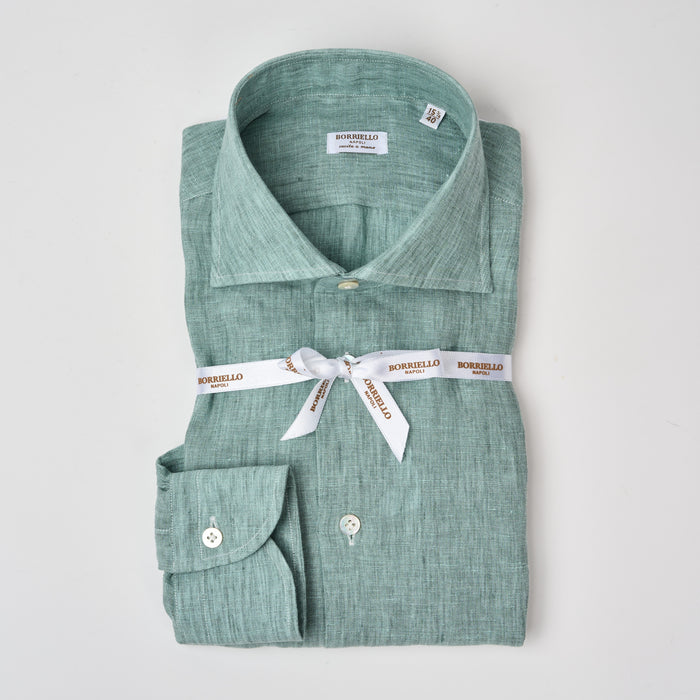 Borriello Washed Linen Green Shirt