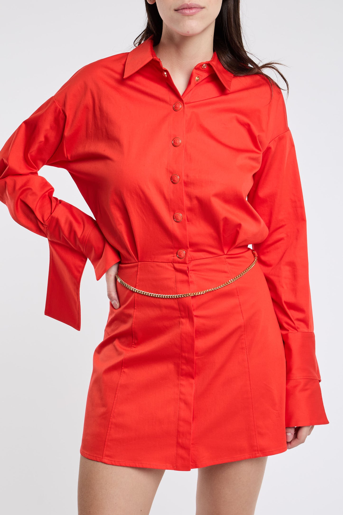 Elisabetta Franchi Red Dress In Cotton/elastane Rosso Donna - 5