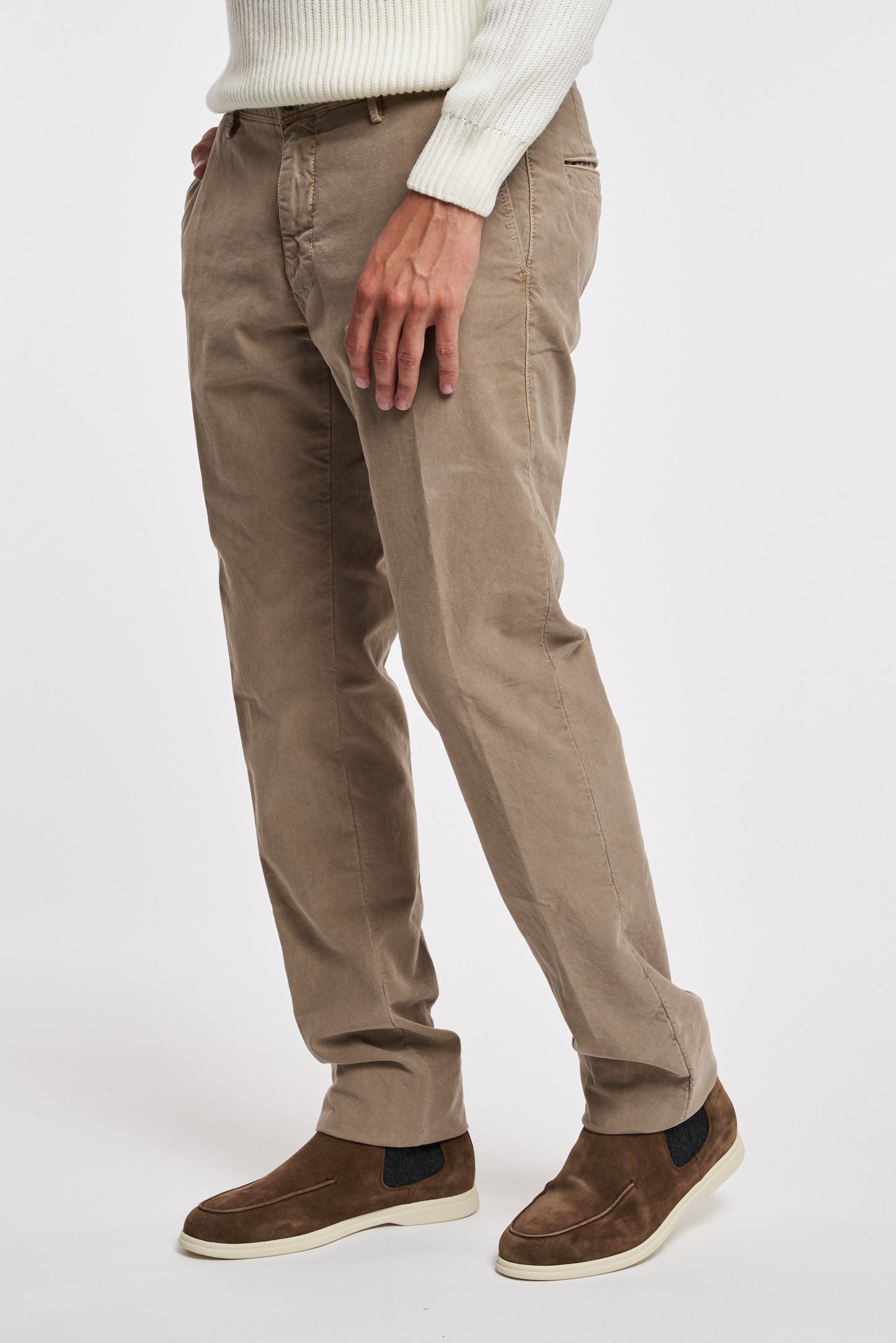  Incotex Slacks Pantalone Gabardina Grigio Beige Uomo - 3