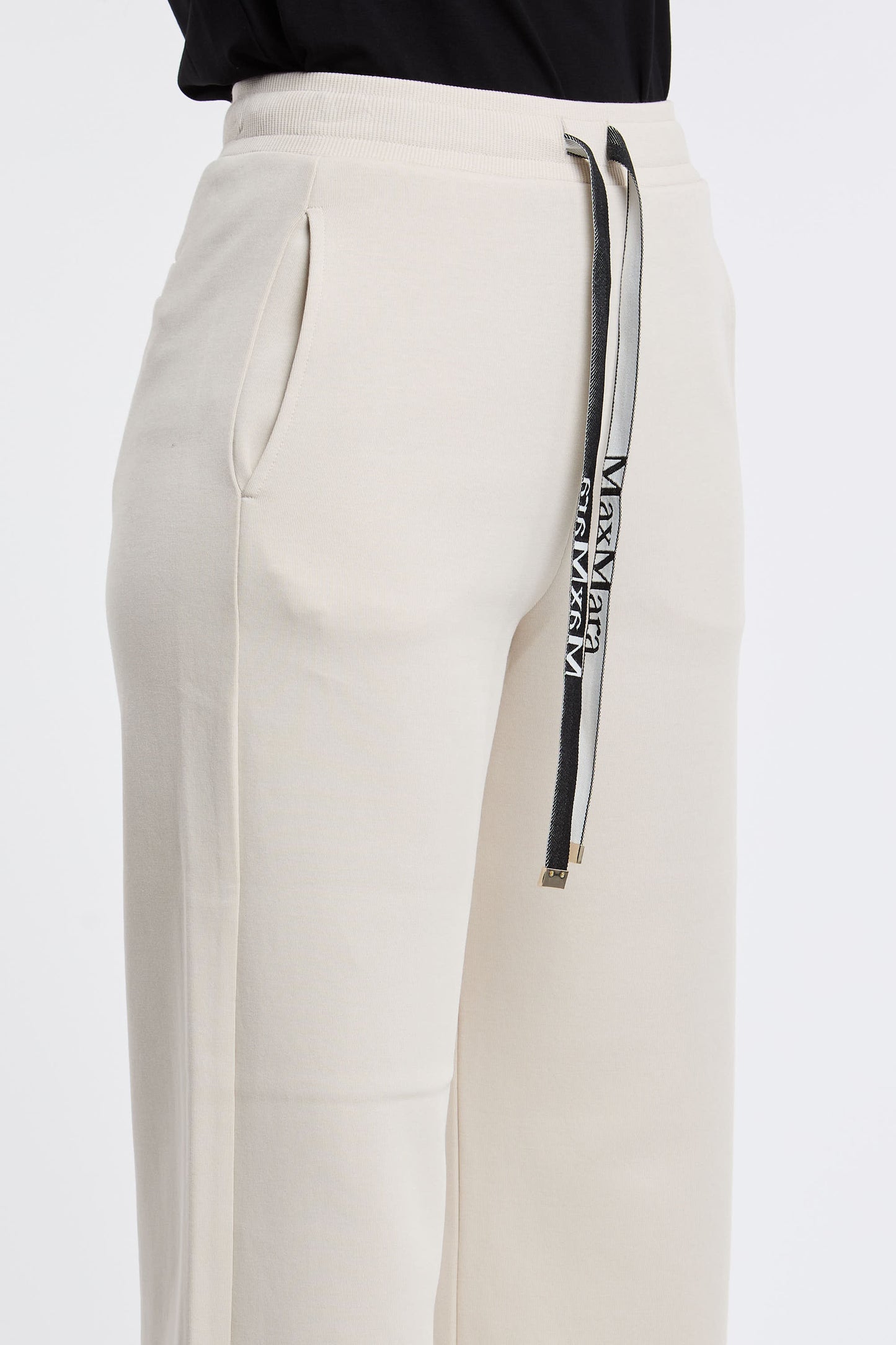  Max Mara S Trousers 78% Co 22% Pl White Beige Donna - 4