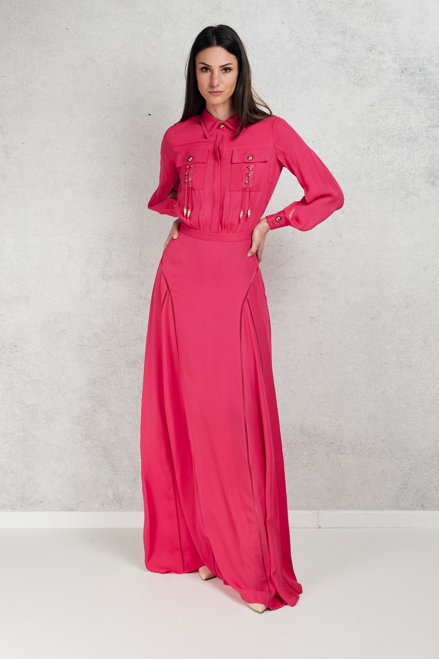  Elisabetta Franchi Women's Long Purple Dress Viola Donna - 1