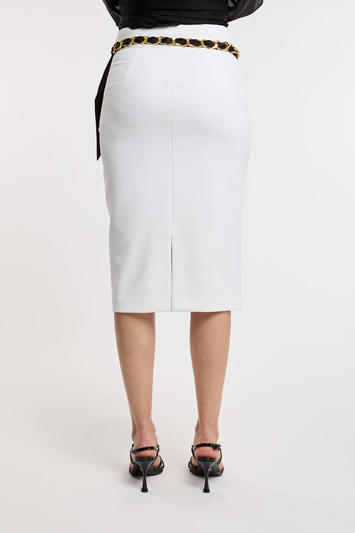  Elisabetta Franchi Wrap Skirt In 95% Pl 5% Ea White Bianco Donna - 4