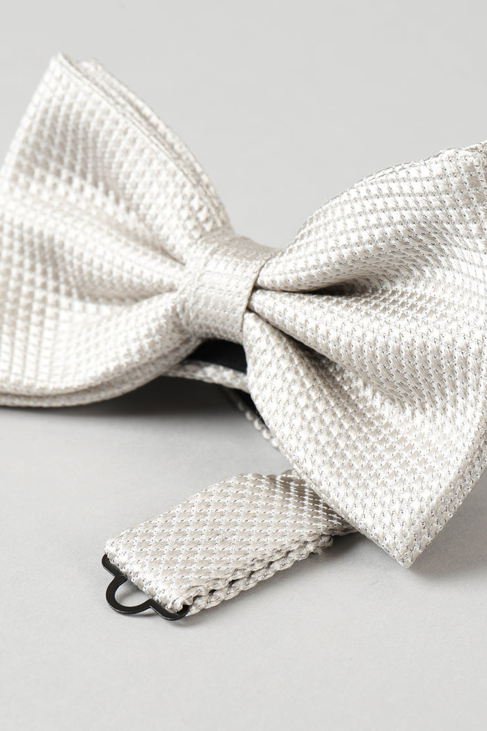 Rosi Collection Soft Knotted Bow Tie Silver for Men-2