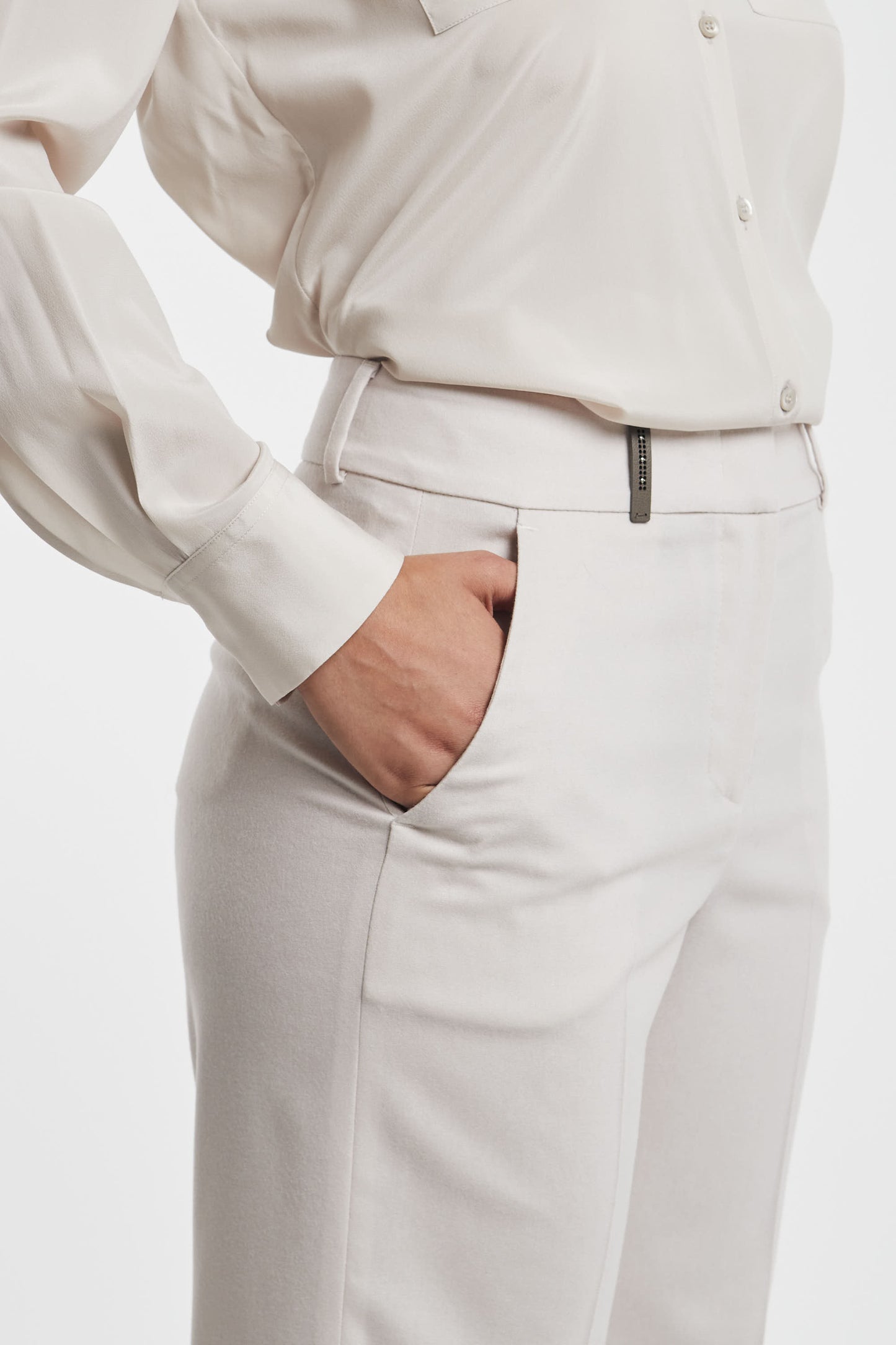  Peserico Pantalone Flanella Stretch In Lana Lurex Rosso Rosso Donna - 6