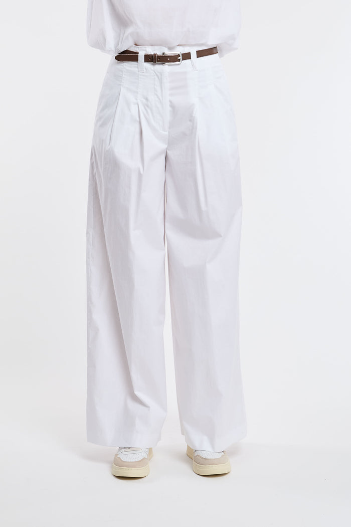  Peserico White Stretch Cotton Sateen Trousers Bianco Donna - 1