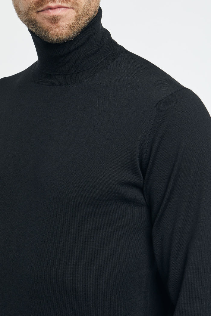  Hindustrie Turtleneck Sweater Royal Merino Black Nero Uomo - 6