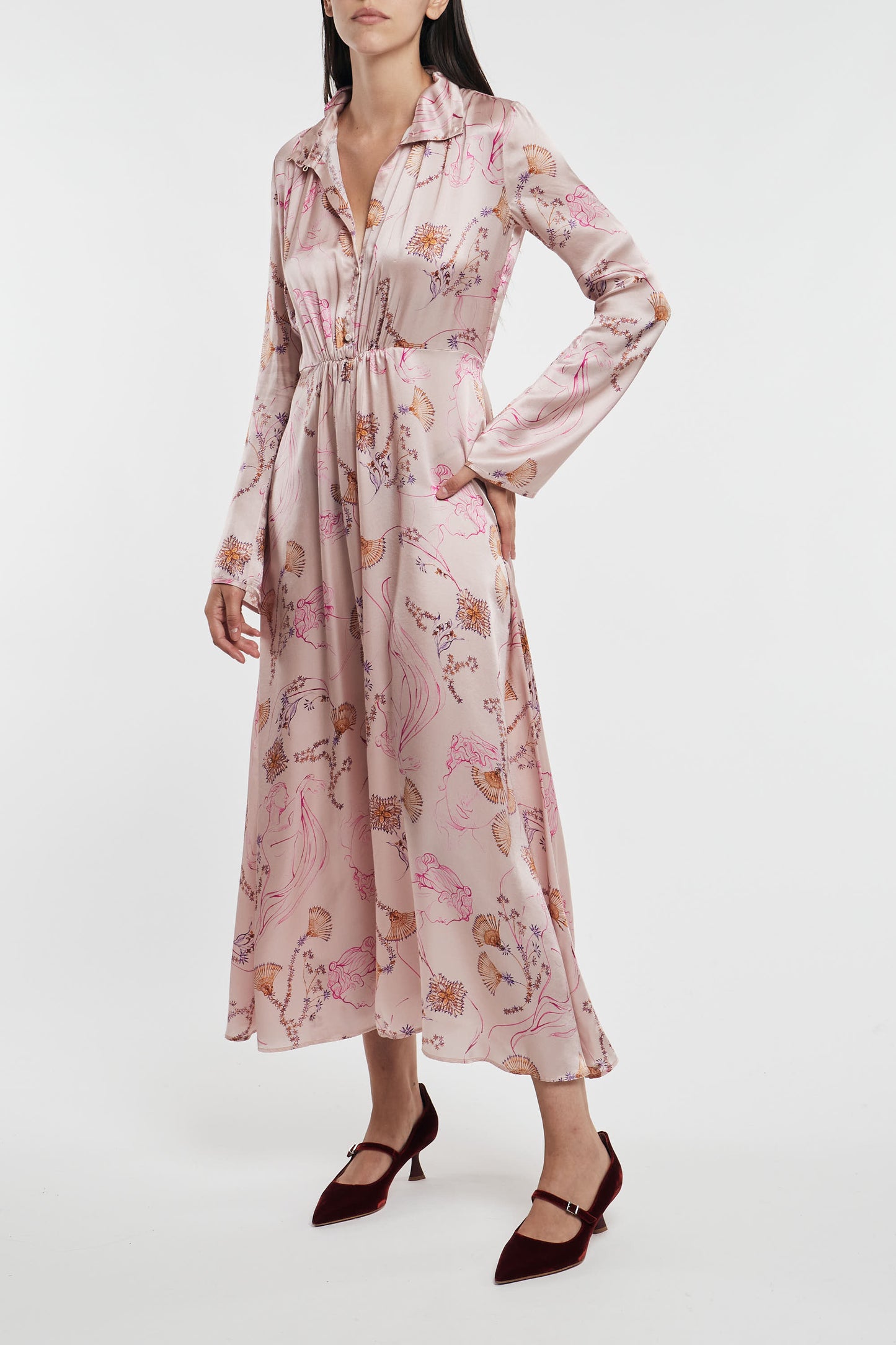  Forte_forte Long Dress In Silk Satin With Multicolor Muse Print By Forte Forte Woman Multicolor Donna - 2
