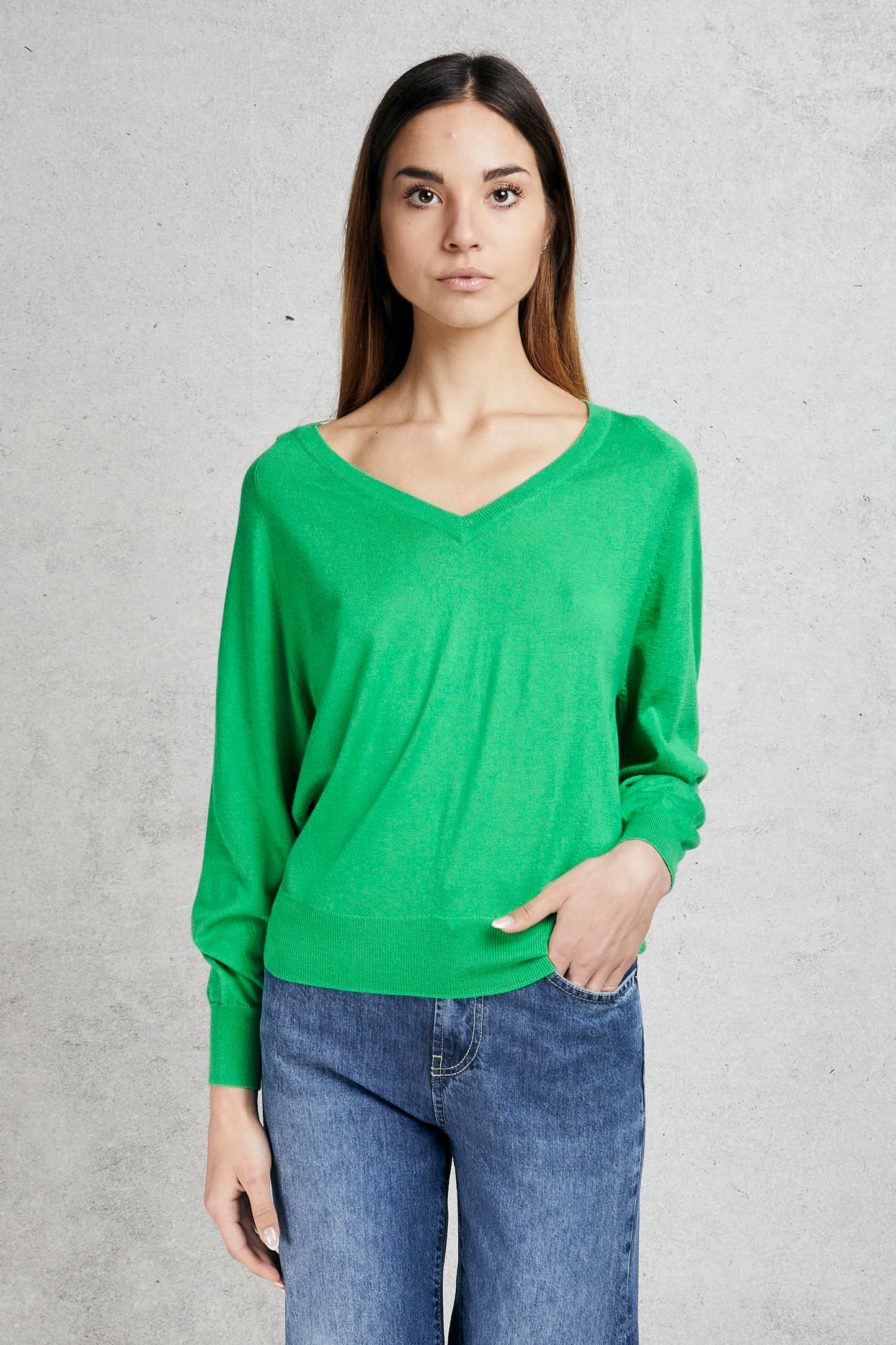  Purotatto V Neck Sweater Verde Verde Donna - 1