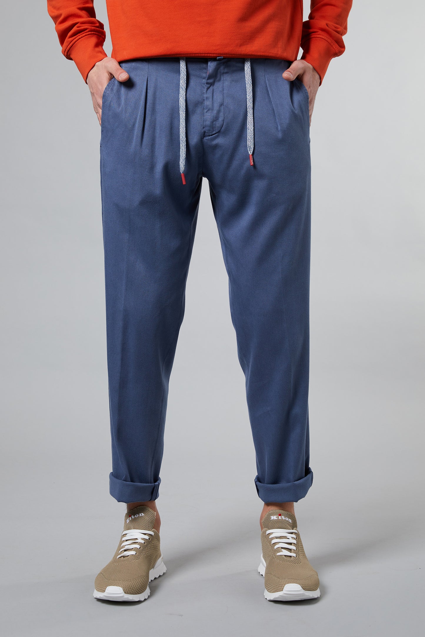  Kiton Pantalone Modello Laccio 1 Pence Con Zip Blu Blu Uomo - 1