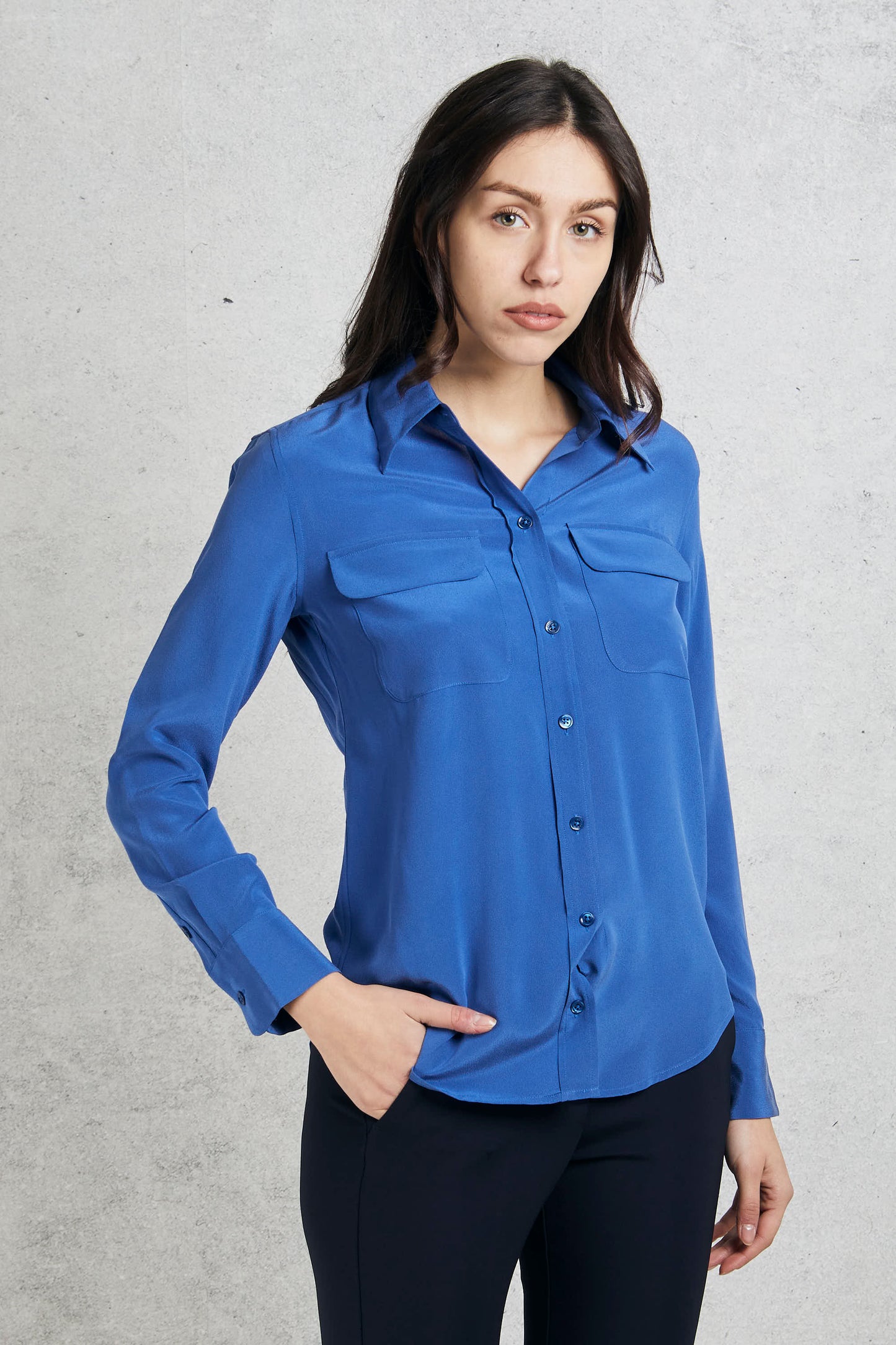  Equipment Femme Blue Silk Shirt For Women Blu Donna - 3