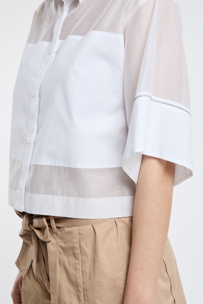  Peserico Camicia Organza Misto Seta E Cotone Multicolor Bianco Donna - 7